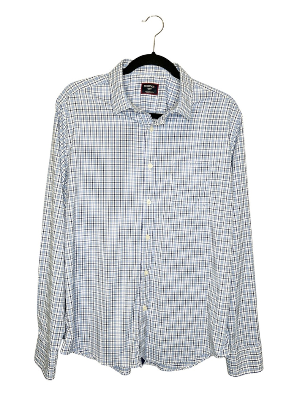 UNTUCKIT Kaleb Performance Slim Fit Shirt In Light Blue and White Check Large